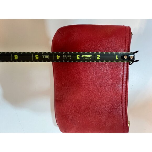 Coach New York Red Leather Wristlet Clutch Bag Gold Hardware 6\